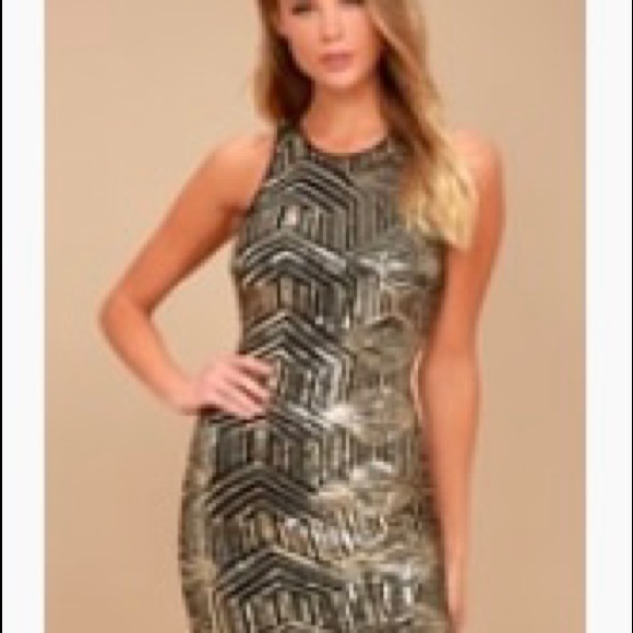 Black and gold sequin bodycon dress - Picture 4 of 5